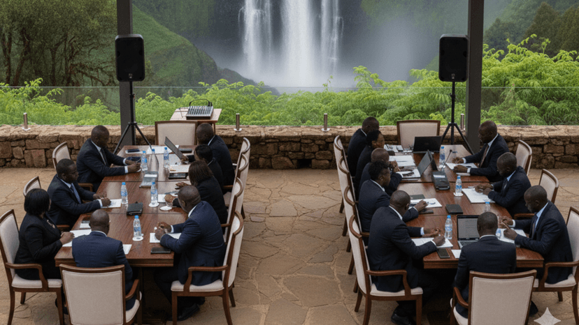 Forest venue overlooking Karuru waterfall